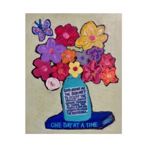 'One Day at a Time' Serenity Prayer Floral Print — Rolled Poster