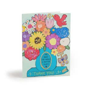 Thank You Greeting Cards — Floral Bouquet 'You Make the World a Better Place' (8/16/24 pcs)